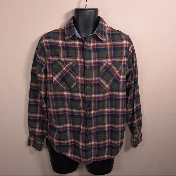 MEDIUM MENS WEATHERPROOF FLANNEL SHIRT RED GREEN BLUE COTTON - Picture 4 of 15